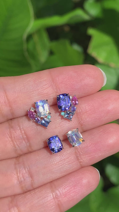 Tanzanite Studs with Candy Cluster Jackets