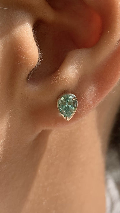 Waterfall Earrings - Blue Tourmalines and Neon Beryls