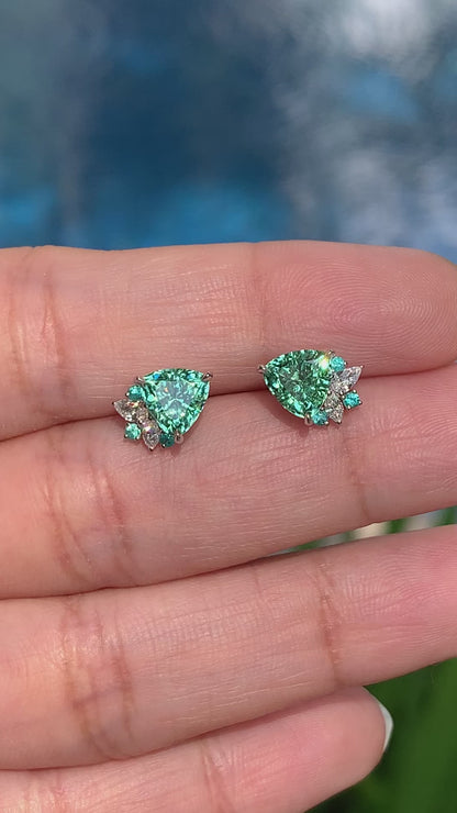 Paraiba Bloom Studs - Neon Seafoam Tourmaline