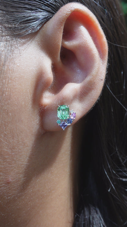 Mint Tourmaline Studs with Candy Cluster Jackets