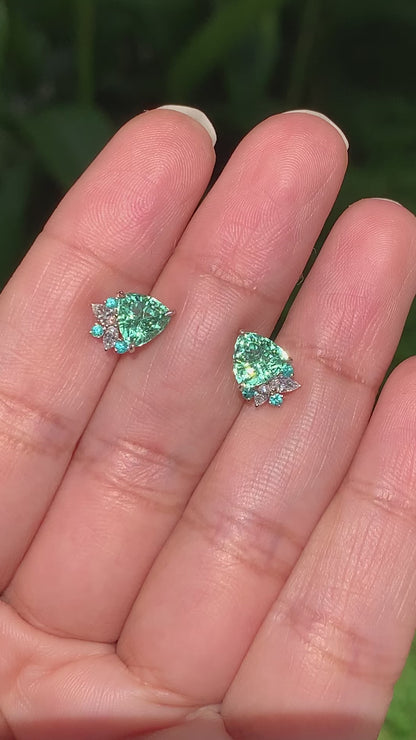 Paraiba Bloom Studs - Neon Seafoam Tourmaline