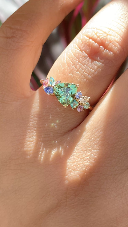 Candy Cluster Ring - Mint Garnet