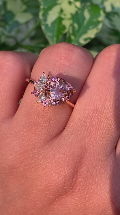 Bloom Ring - Trillion Pink Sunset Tourmaline