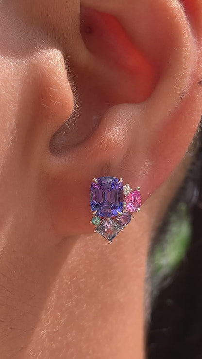 Tanzanite Studs with Candy Cluster Jackets