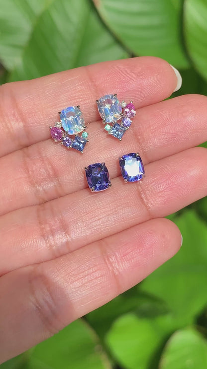 Tanzanite Studs with Candy Cluster Jackets