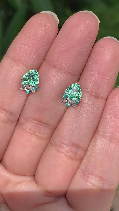 Paraiba Bloom Studs - Neon Seafoam Tourmaline