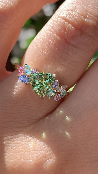 Candy Cluster Ring - Mint Garnet