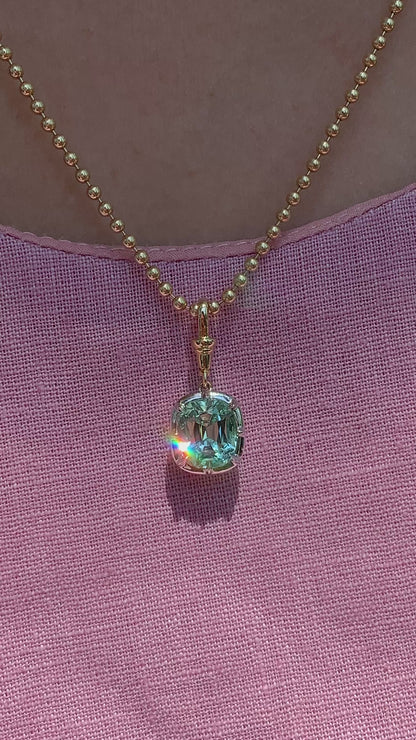Collet Pendant - Cushion Neon Beryl - Made to Order