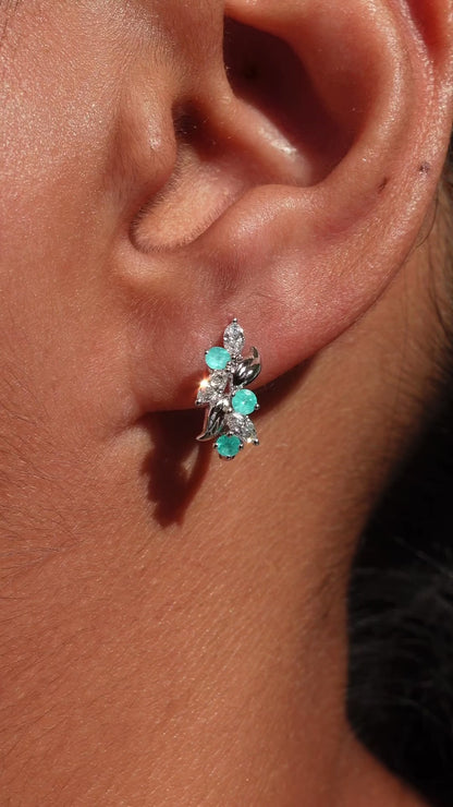 Paraiba Eden Huggies with Hexagon Blue Zircons