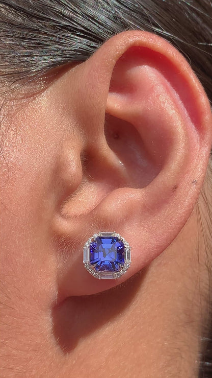 Prism Halo Studs - Tanzanites
