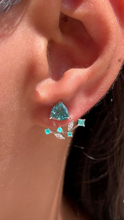Studs with Paraiba Ivy Jackets – Natural Blue Zircons