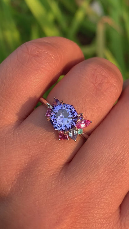 Tutti Frutti Candy Cluster Ring - Periwinkle Tanzanite