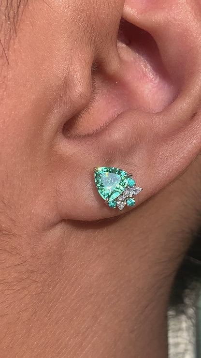 Paraiba Bloom Studs - Neon Seafoam Tourmaline