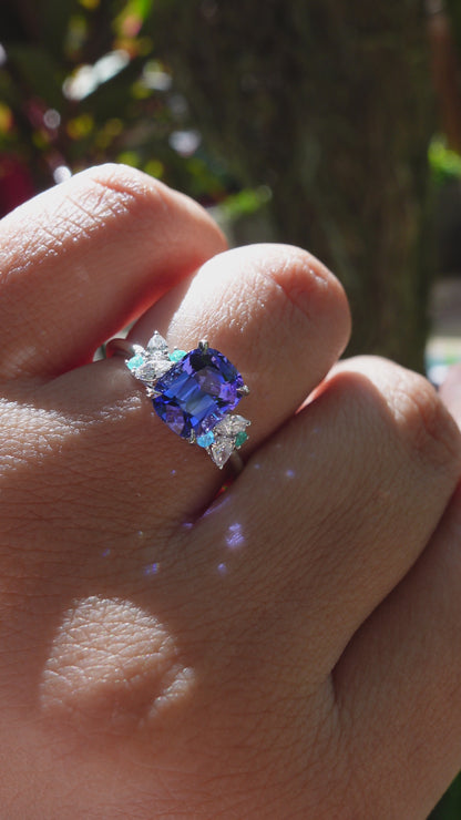 Paraiba Bloom Ring - Royal Blue Tanzanite