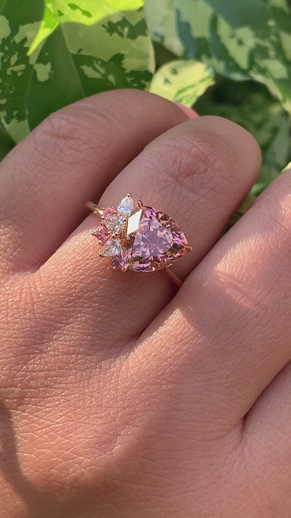 Bloom Ring - Trillion Pink Sunset Tourmaline