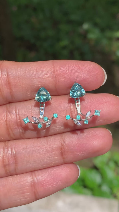 Studs with Paraiba Ivy Jackets – Natural Blue Zircons