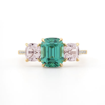 Trilogy Ring - Lagoon Tourmaline and Silver Spinel