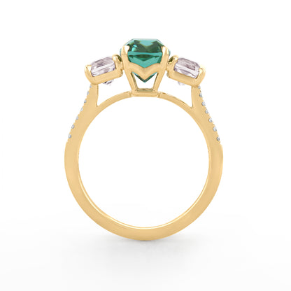 Trilogy Ring - Lagoon Tourmaline and Silver Spinel
