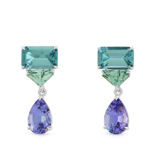 Prism Earrings - Tourmalines and Tanzanites